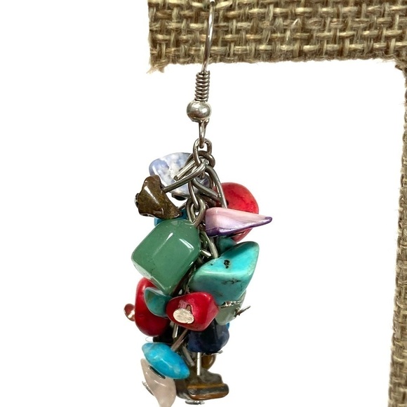 Earrings Stone Chips Dangles Drops - Picture 9 of 10